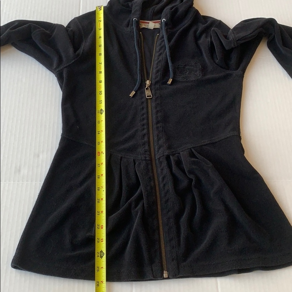 Burberry Black Terry Peplum Zip Hoodie | Luxury Zip‑Front Jacket | Size M - Picture 10 of 16